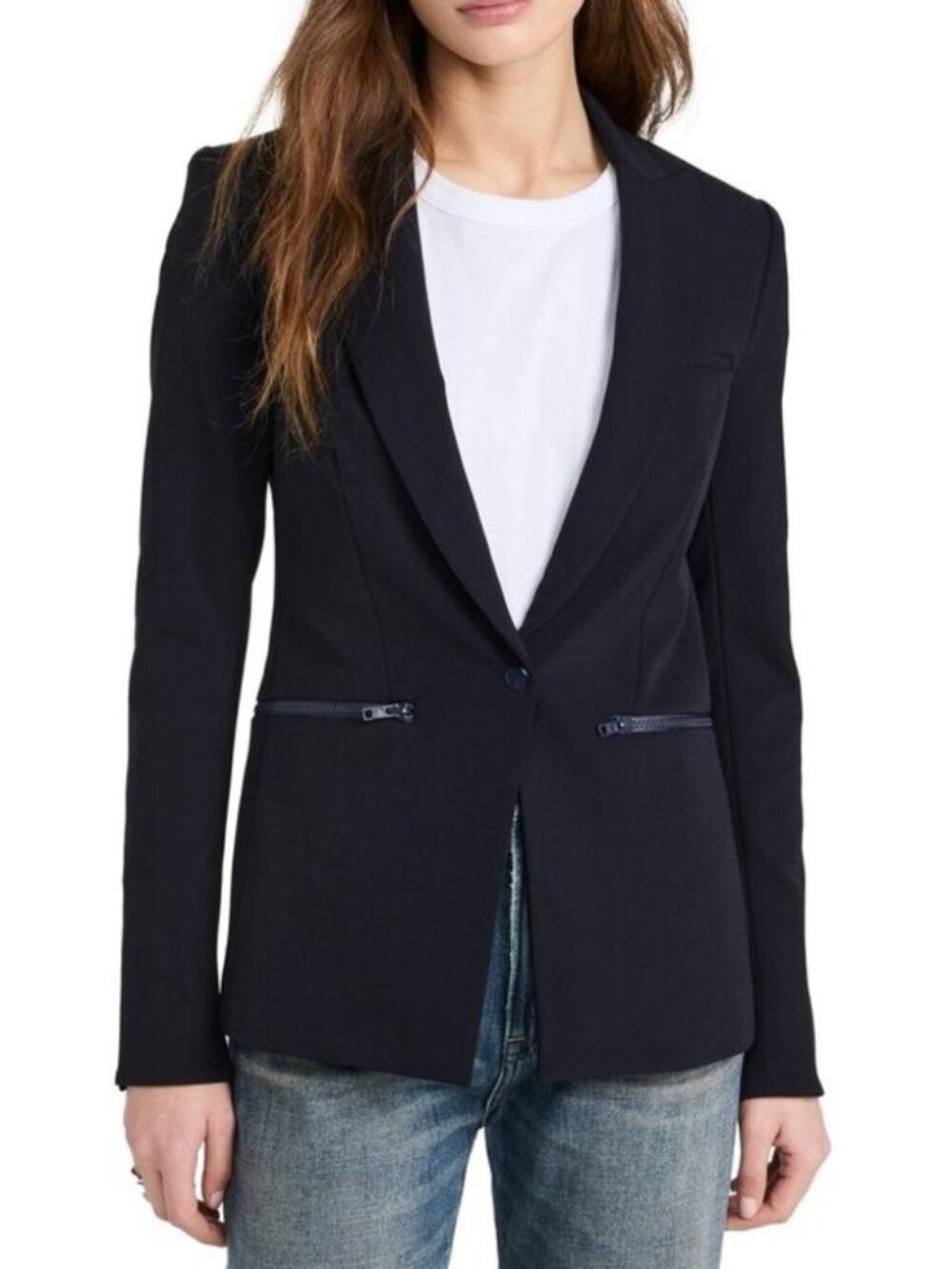 Veronica Beard Navy Blue Scuba Jacket